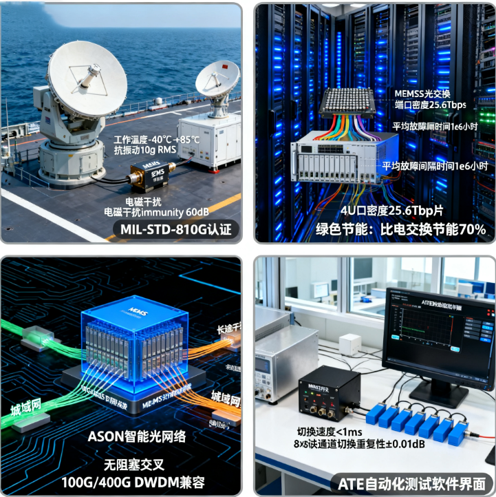 MEMS光開關(guān)光通信網(wǎng)絡(luò)數(shù)據(jù)中心光學(xué)測試航天軍事應(yīng)用 MEMS光開關(guān)光通信網(wǎng)絡(luò)數(shù)據(jù)中心光學(xué)測試航天軍事應(yīng)用