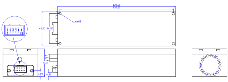 8×1光子晶體光纖開關封裝尺寸結構圖 - 廣西科毅光通信